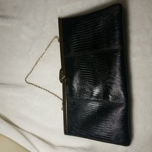 Etra Genuine Black Leather Clutch